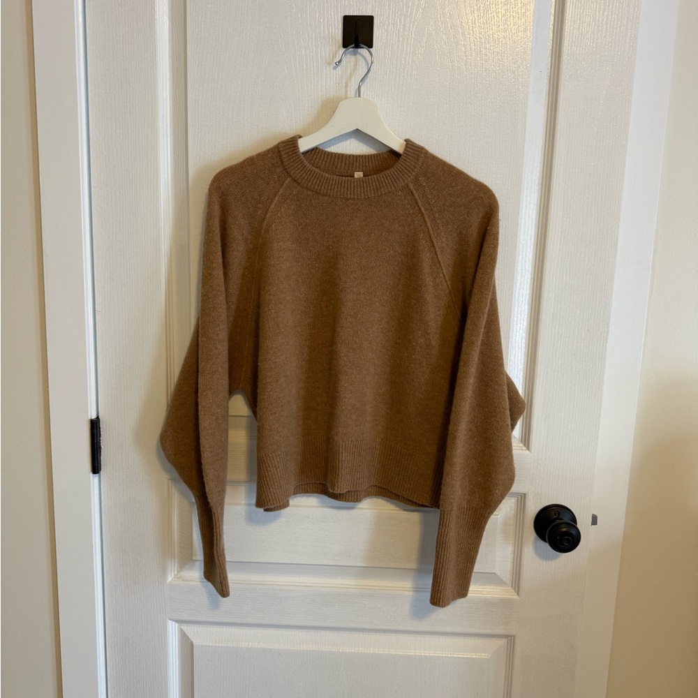 Babaton 100% Luxe Cashmere Camel Crew Neck Sweater